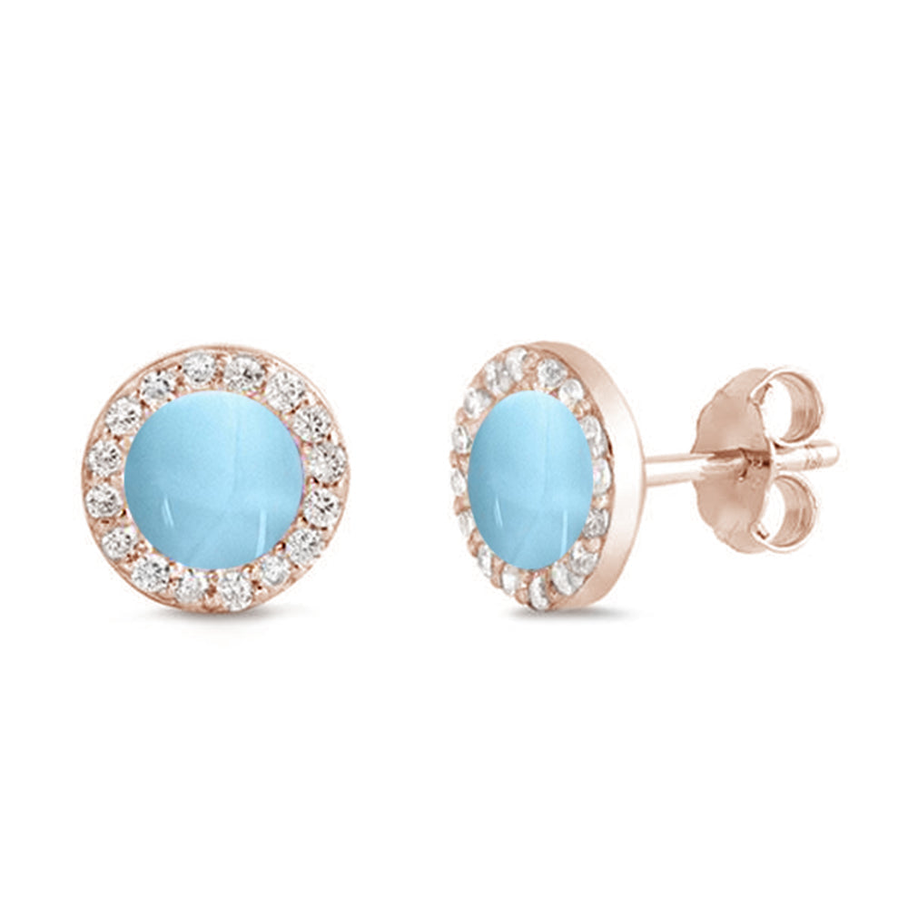 Rose Gold Halo Larimar Earrings