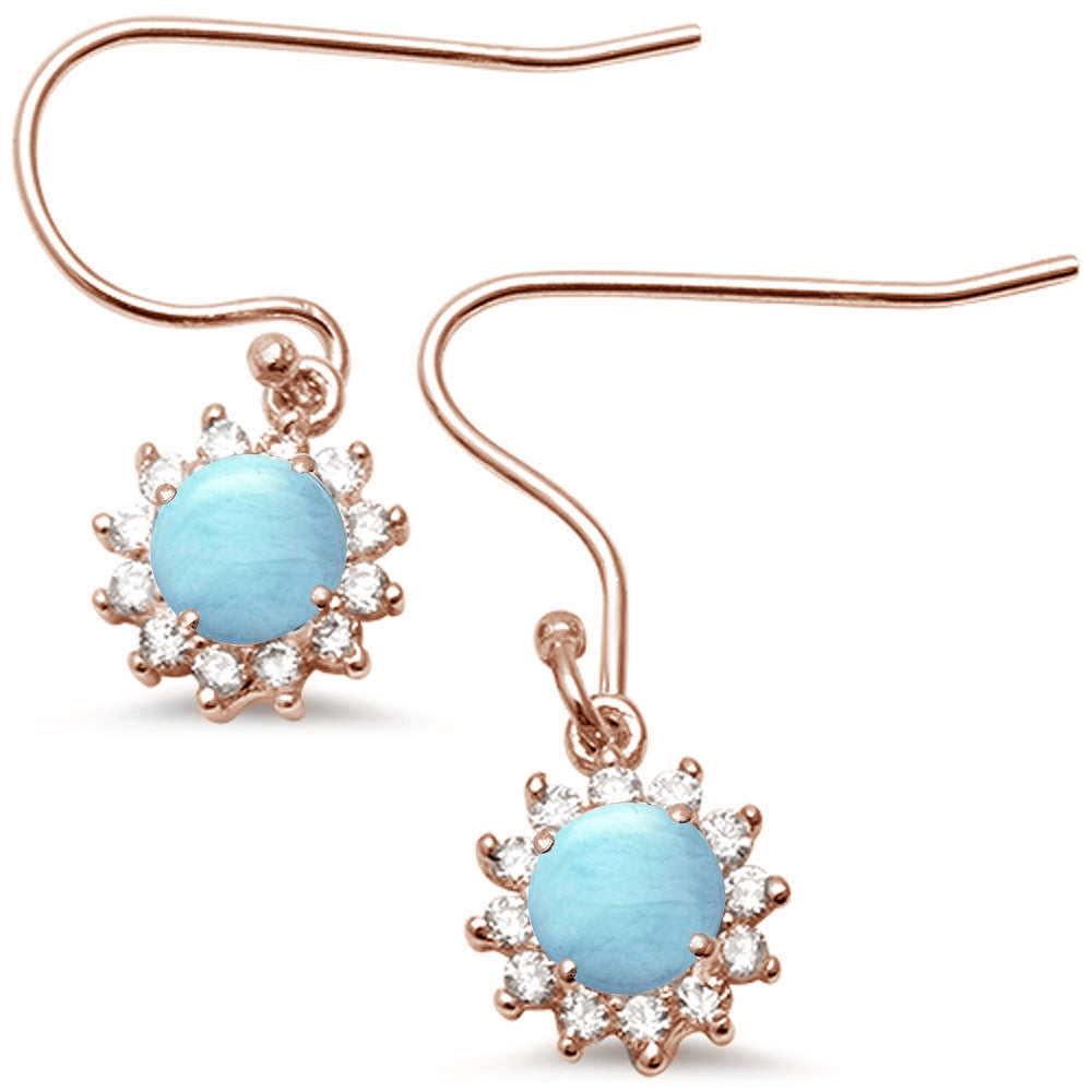 Rose Gold Luminous Larimar & CZ Drop Earrings