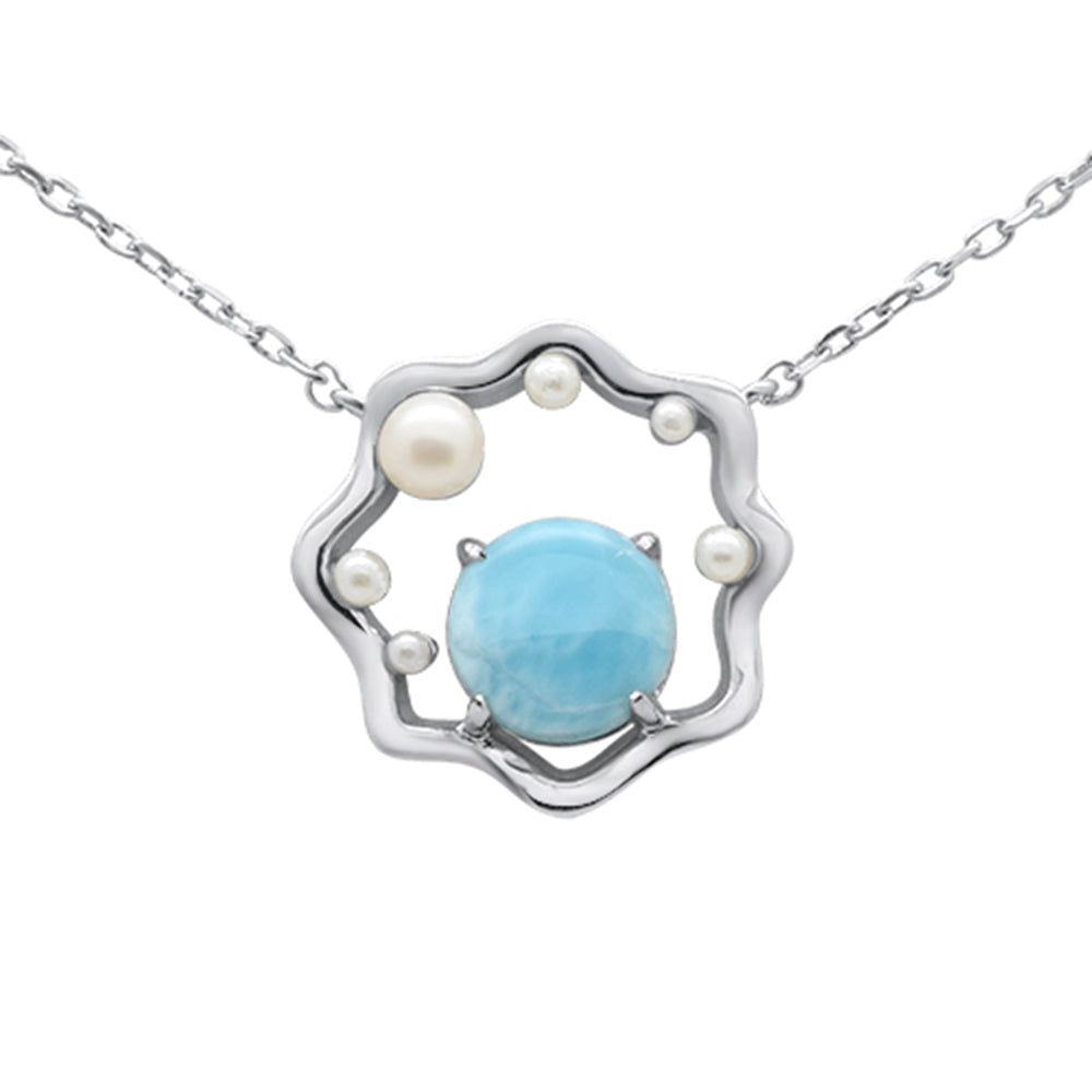 Tidal Elegance Larimar & Pearl Necklace