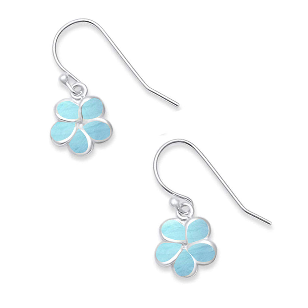 Tropical Bliss Plumeria Larimar Earrings