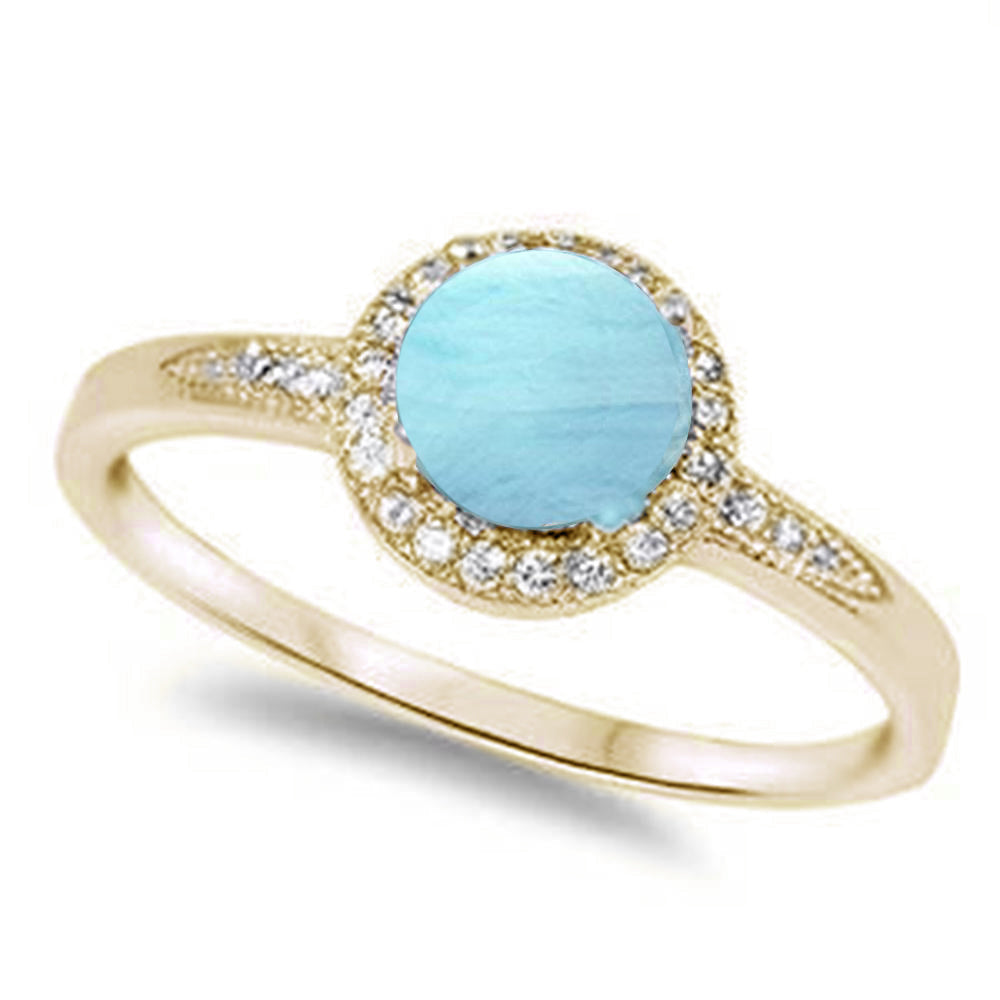 Oceanic Larimar Halo Gold Ring