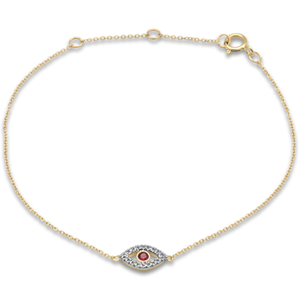 Evil Eye 14K Yellow Gold Diamond & Ruby Bracelet