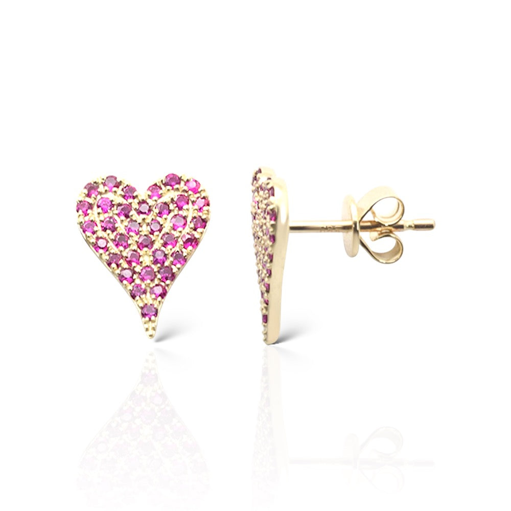 Heart Of Ruby 14K Yellow Gold Earrings