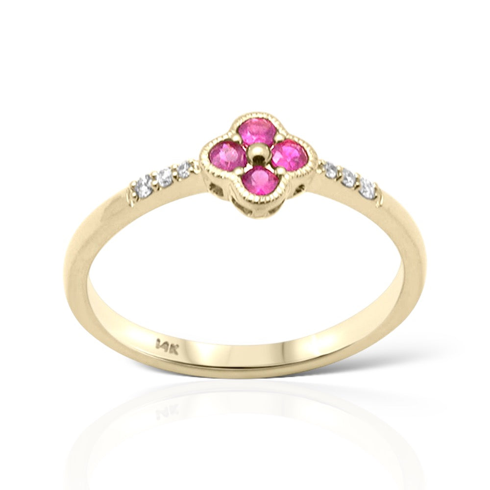 Scarlet Charm 14K Yellow Gold Diamond & Ruby Ring