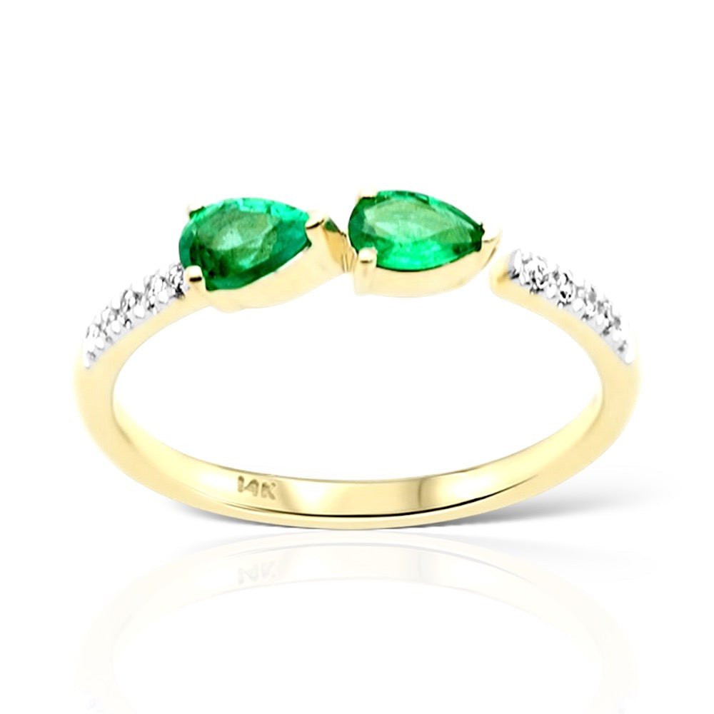 Green Majesty 14K Yellow Gold Diamond & Emerald Ring