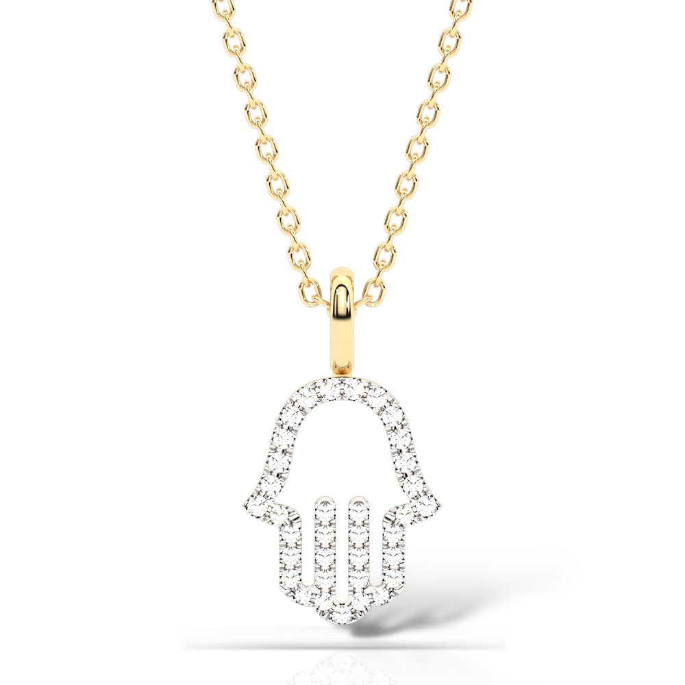 Hamsa Grace 14K Gold Diamond Necklace