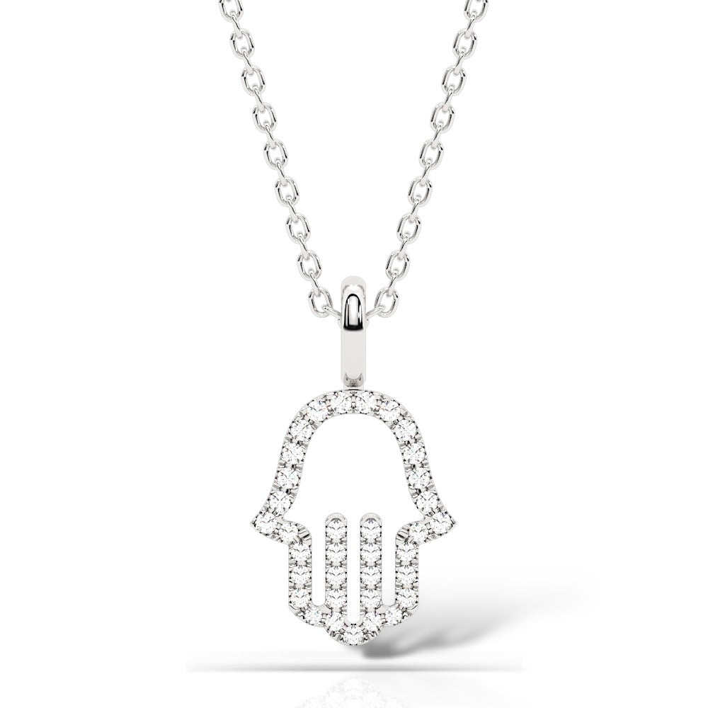 Hamsa Grace 14K Gold Diamond Necklace