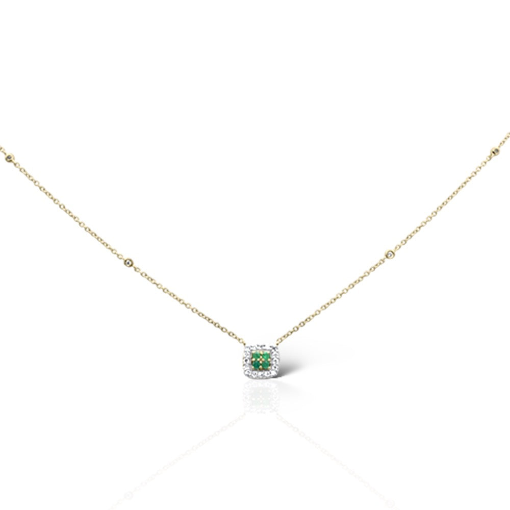 Verdant Sparkle 14k Gold Diamond & Emerald Necklace