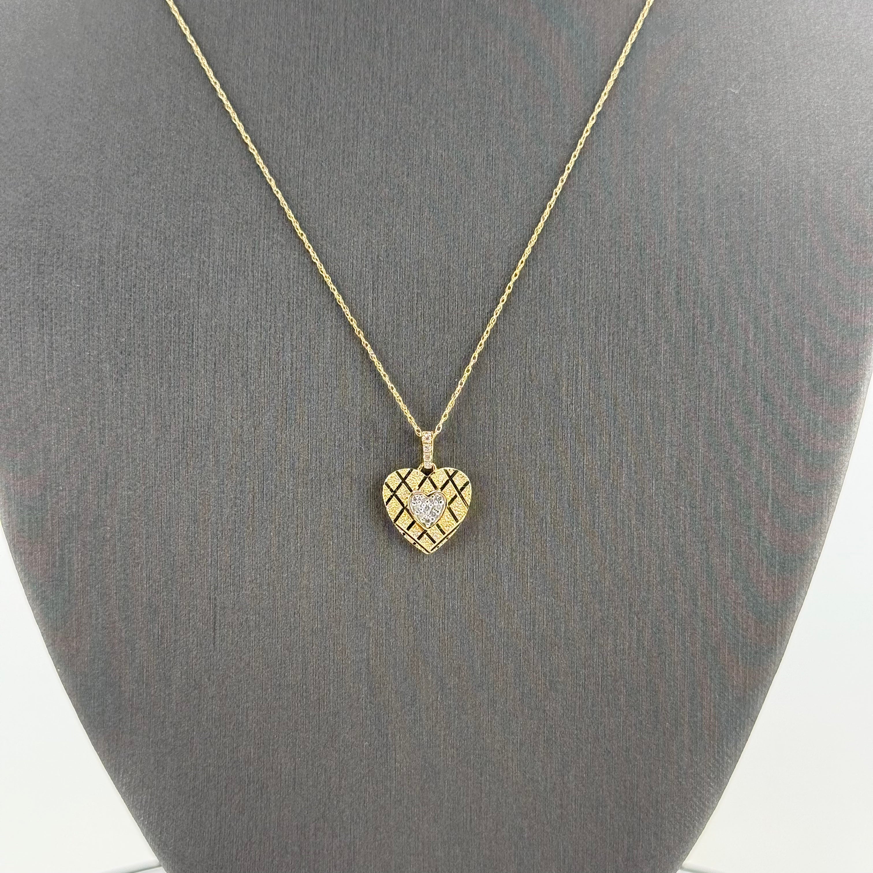 Golden Heart 14K Yellow Gold Diamond Necklace