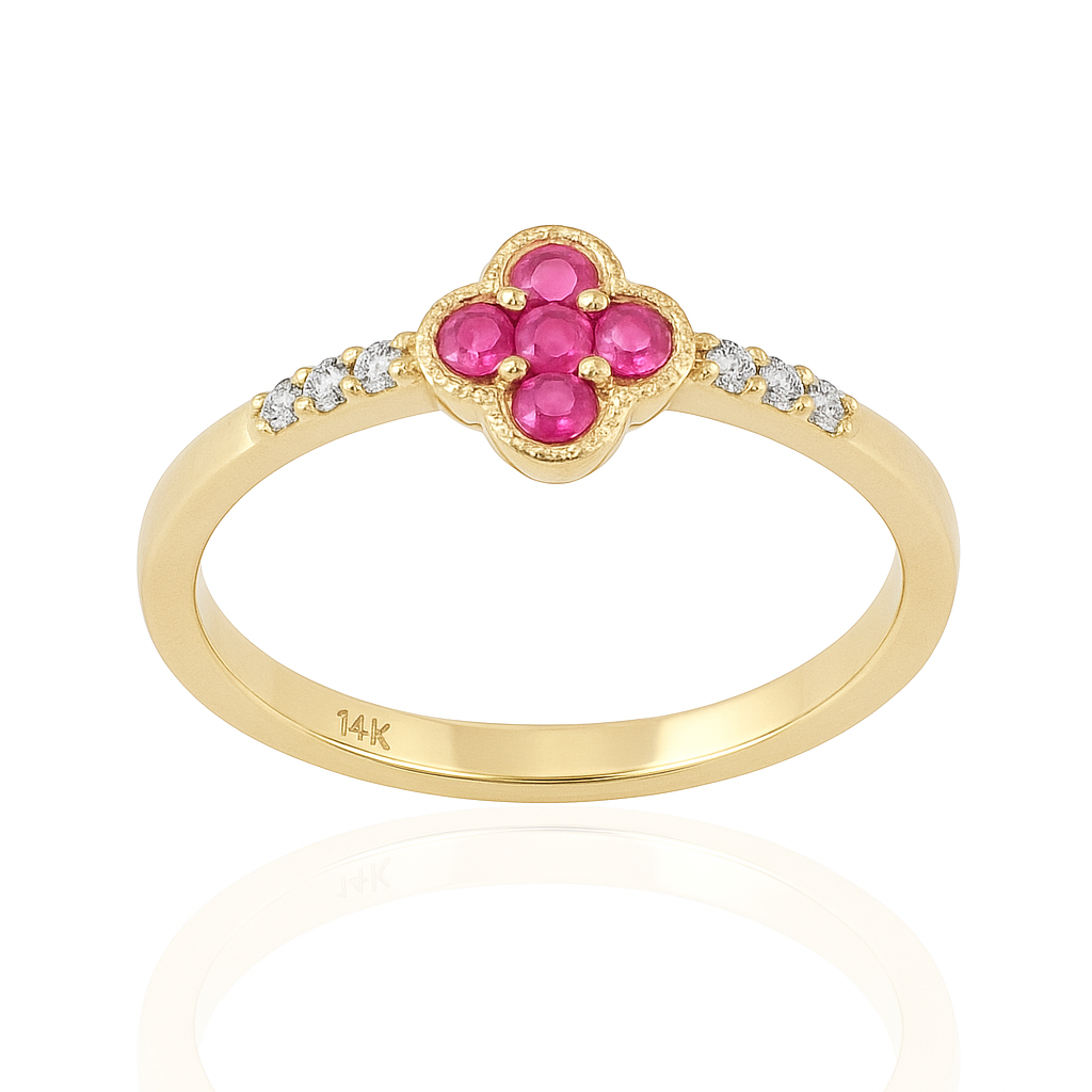 Scarlet Charm 14K Yellow Gold Diamond & Ruby Ring