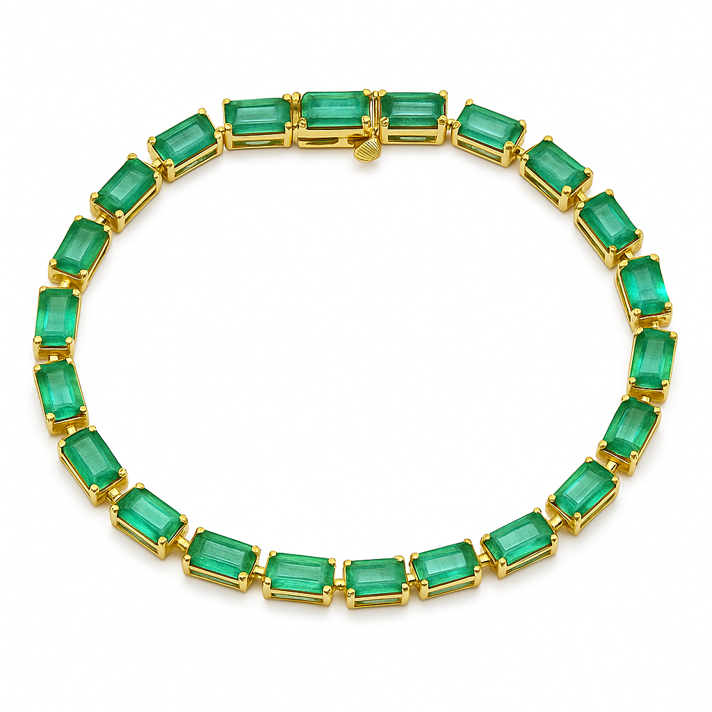Forest Kiss 14K Yellow Gold Emerald Tennis Bracelet