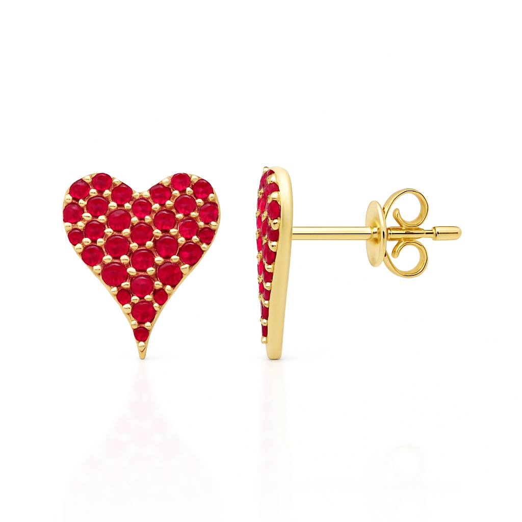 Heart Of Ruby 14K Yellow Gold Earrings