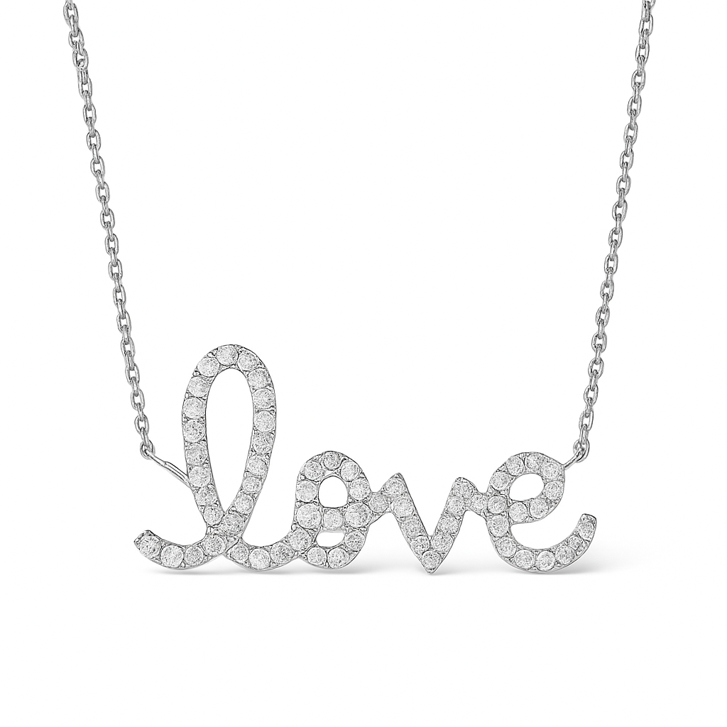 Love Script 14K Gold Diamond Necklace