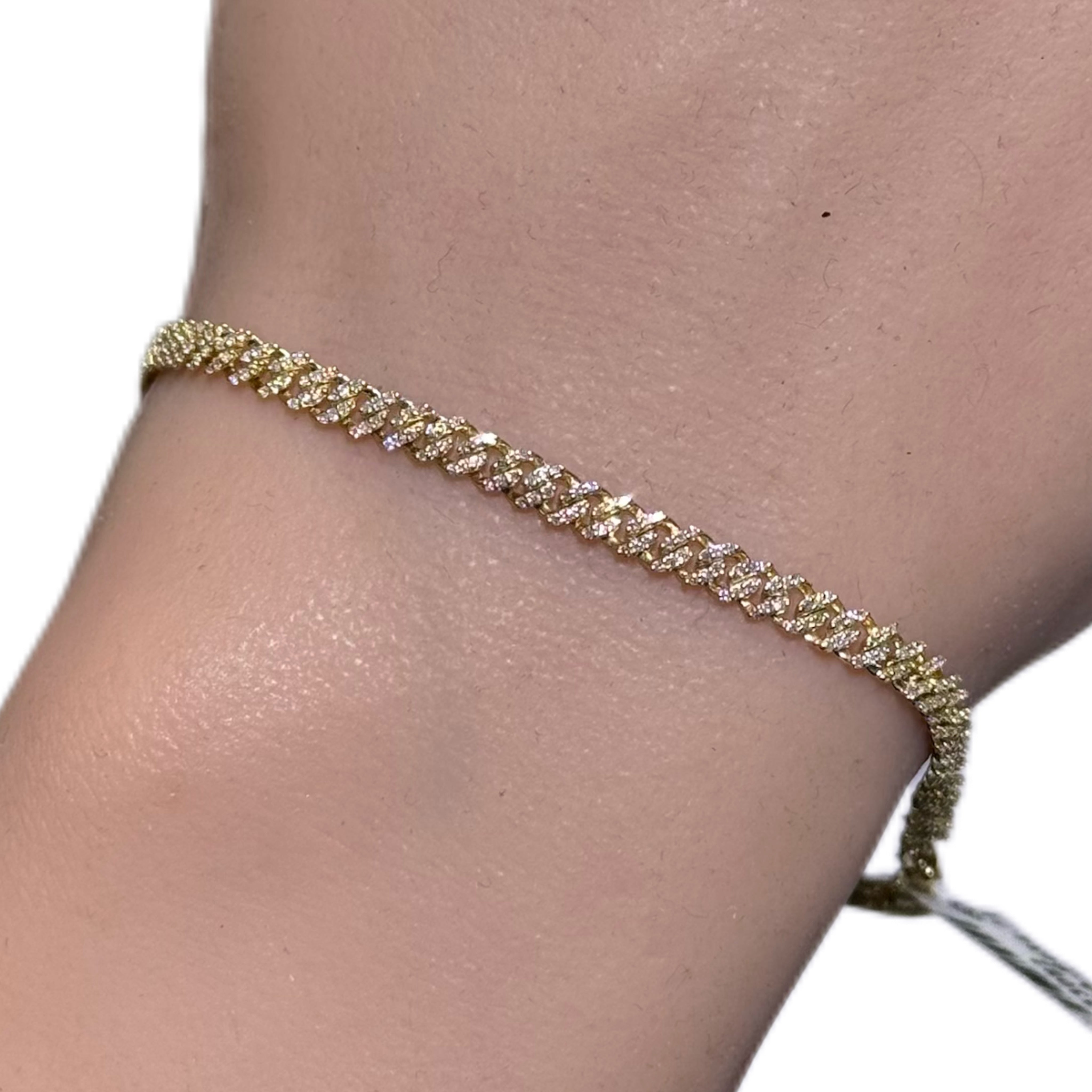 Miami Cuban 3mm 14K Yellow Gold Diamond .66ct Bracelet