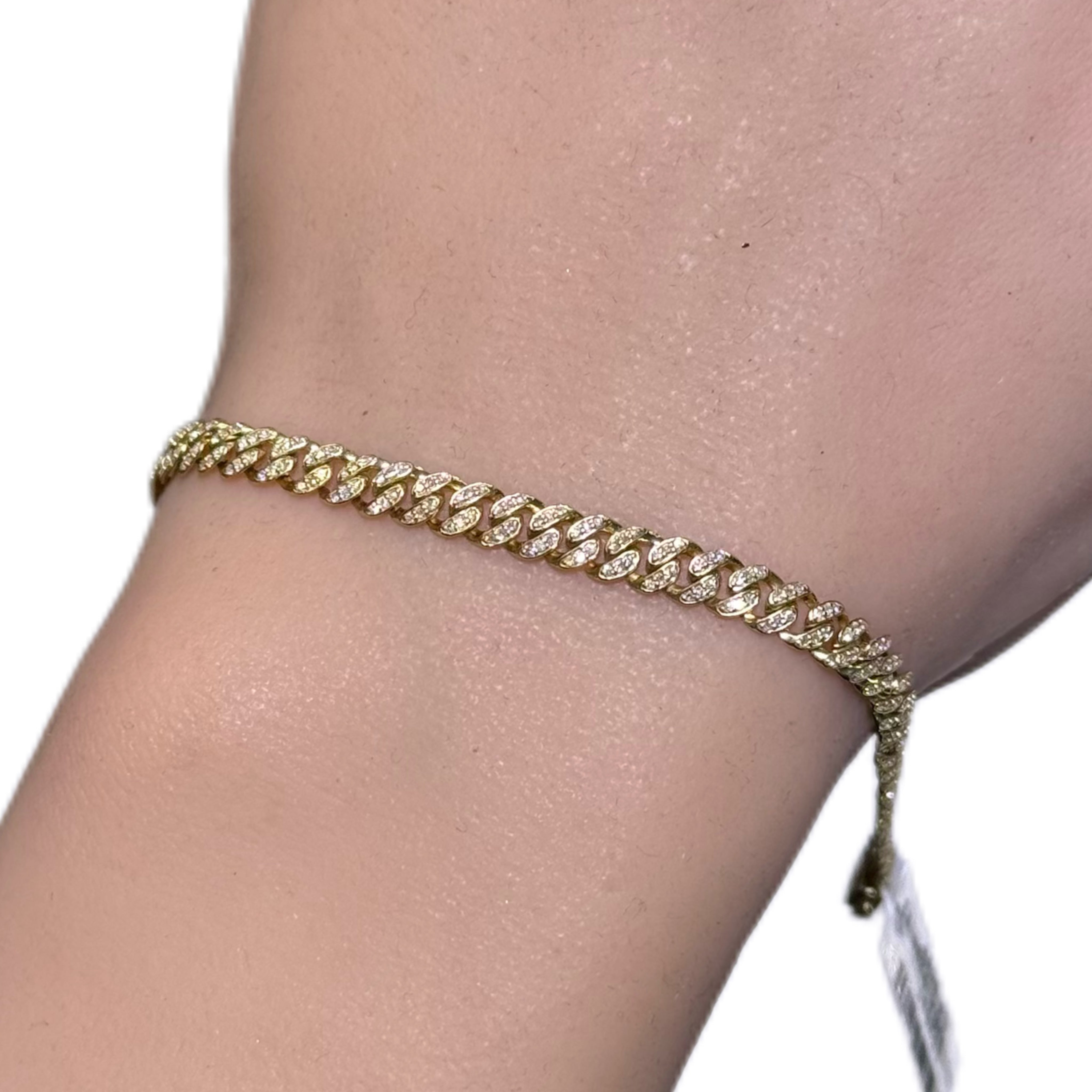Miami Cuban 4mm 14K Yellow Gold Diamond .66ct Bracelet