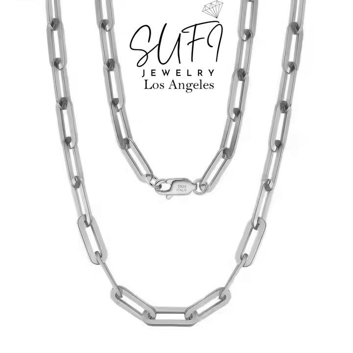 Square Forzatina Silver 3.8MM Paperclip Chain